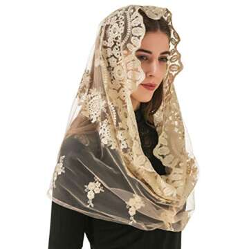 PAMOR Gold Embroidered Vintage Inspired Infinity Veil