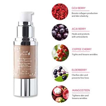 100% PURE Healthy Foundation Full Face Coverage Makeup, Liquid Matte Finish with Anti-Aging Benefits - Vegan Gorgeous Fruit Pigmented Toffee Color (Tan with Neutral Undertone) - 1 Fl Oz