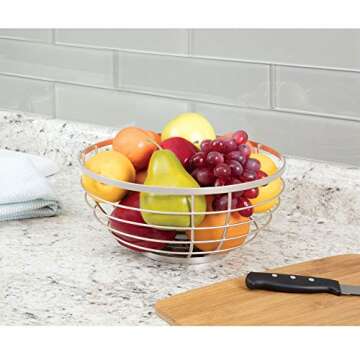 iDesign Austin Metal Wire Fruit Bowl Centerpiece for Kitchen and Dining Room Countertops, Tables, Buffets, Refrigerators