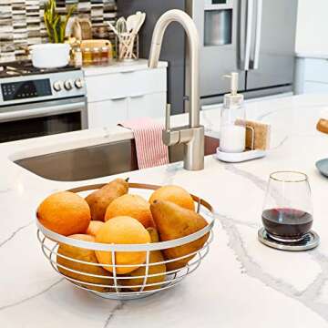 iDesign Austin Metal Wire Fruit Bowl Centerpiece for Kitchen and Dining Room Countertops, Tables, Buffets, Refrigerators