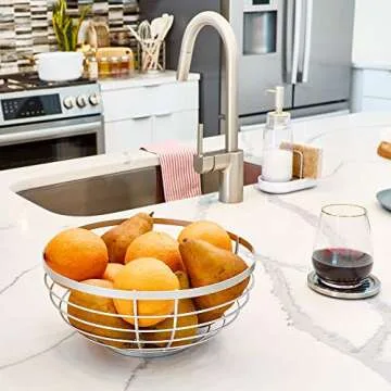 iDesign Austin Metal Wire Fruit Bowl Centerpiece for Kitchen and Dining Room Countertops, Tables, Buffets, Refrigerators