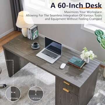 60" Modern Executive Desk with Storage - Stylish & Functional