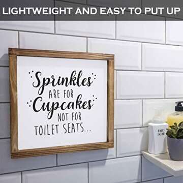 Sprinkles Are For Cupcakes Not for Toilet Seats Sign 12x12 In, Rustic Funny Bathroom Sign, Modern Farmhouse Bathroom Decor Sign, Half Bathroom Decor Wall, Decor Bathroom Sign Art, Decor Funny Sayings