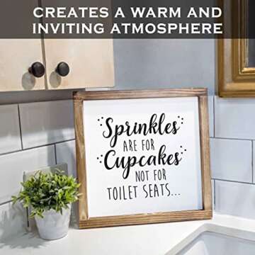 Sprinkles Are For Cupcakes Not for Toilet Seats Sign 12x12 In, Rustic Funny Bathroom Sign, Modern Farmhouse Bathroom Decor Sign, Half Bathroom Decor Wall, Decor Bathroom Sign Art, Decor Funny Sayings