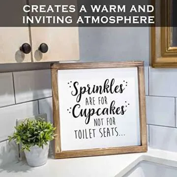 Sprinkles Are For Cupcakes Not for Toilet Seats Sign 12x12 In, Rustic Funny Bathroom Sign, Modern Farmhouse Bathroom Decor Sign, Half Bathroom Decor Wall, Decor Bathroom Sign Art, Decor Funny Sayings