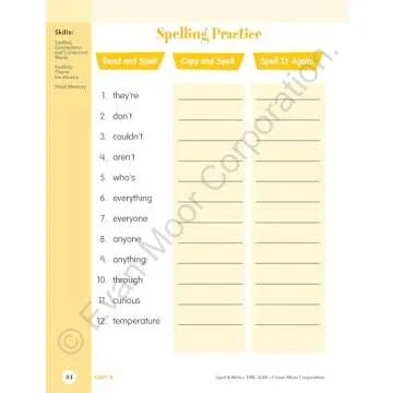 Evan-Moor Spell & Write Workbook for Grades 3-4