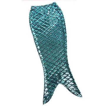 TFJH E 3PCS Kids Girls Fancy Princess Swimmable Mermaid Tail Set, Dark Blue, 3-4Years(Tag No 100)