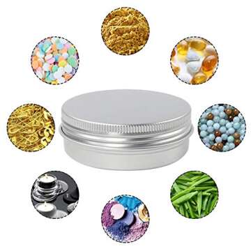 48 Pcs 1 oz Tins Silver Aluminum Tins Cans Screw Top Round Steel tins Screw Lid Containers