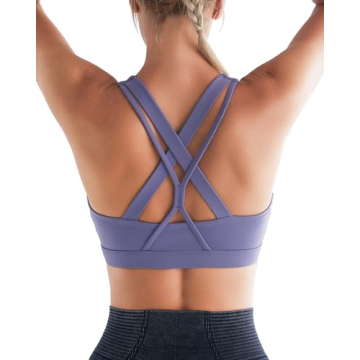 RUNNING GIRL Sports Bras for Women, Criss-Cross Back Padded Strappy Sports Bras Medium Support Yoga ...