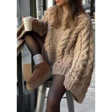 Cozy Tbahhir Women's Oversized Cable Knit Sweater