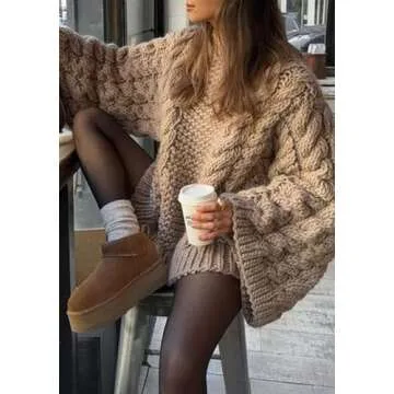 Cozy Tbahhir Women's Oversized Cable Knit Sweater