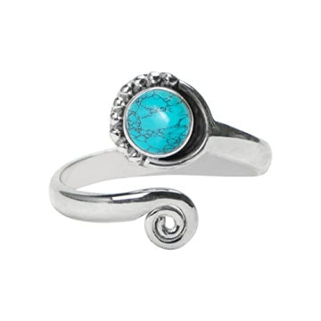Turquoise Stone Adjustable Toe Ring in 925 Sterling Silver - Perfect Gift for Women