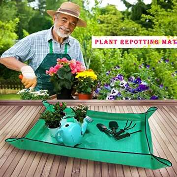 2 PCS Plant Repotting Mat for Indoor Plants, 43" X 29" Thickened Foldable Waterproof Plant Potting T...