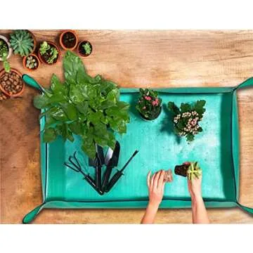 2 PCS Plant Repotting Mat for Indoor Plants, 43" X 29" Thickened Foldable Waterproof Plant Potting Tray and Mess Control, Portable Potting Mat Gardening Tray for House Plants Succulents, Extra Large