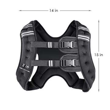 Prodigen Weighted Vest for Women and Men 20 Lbs with Reflective Stripe and Double Adjustable Buckle Straps Weight Vests for Strength Training, Jogging, Cardio, Weight Loss, Muscle Building, Black