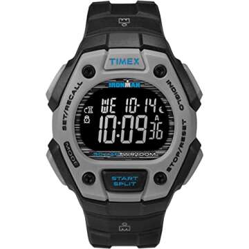 Timex Men's Ironman Triathlon Classic 30 38mm Watch – Black & Gray Case Negative Display with Black Resin Strap