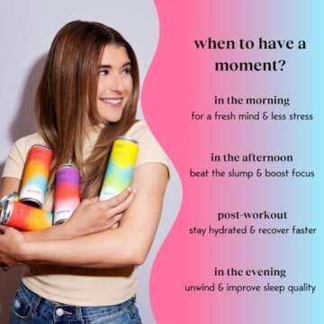 Moment Mocktails Non Alcoholic Drinks (Shark Tank) | SPARKLING Classics Adaptogen Drink | L-Theanine & Ashwagandha for Calm & Clarity | 0 Added Sugar 0 Caffeine | 12-pack