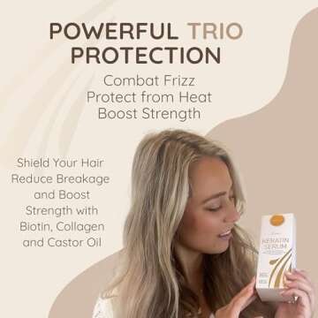 VITAMINS hair cosmetics Keratin Protein Hair Serum - Anti Frizz Control Hair Oil Repair Treatment - Gloss Shine & Heat Protectant for Frizzy Dry Damaged Locks