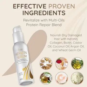 VITAMINS hair cosmetics Keratin Protein Hair Serum - Anti Frizz Control Hair Oil Repair Treatment - Gloss Shine & Heat Protectant for Frizzy Dry Damaged Locks