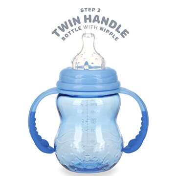 Nuby 3 in 1 Baby Bottle to Training Sippy Cup Blue