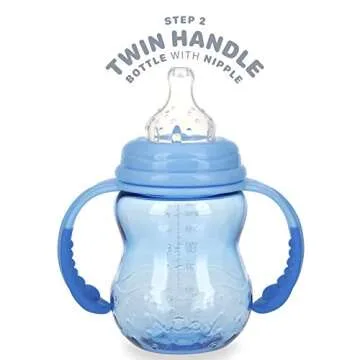 Nuby 3 in 1 Baby Bottle to Training Sippy Cup Blue