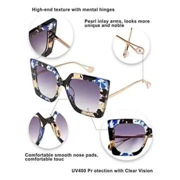 Stylish FEISEDY Oversized Square Sunglasses - UV400 Protection