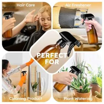 Tecohouse Glass Spray Bottles 8oz, Amber Hair Spray Bottles, 2 Pack Empty Refillable Sprayer Container with Labels, Funnel, Lids, Graduated Pipettes - Handheld Size
