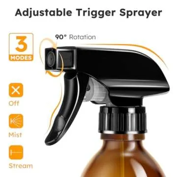 Tecohouse Glass Spray Bottles 8oz, Amber Hair Spray Bottles, 2 Pack Empty Refillable Sprayer Container with Labels, Funnel, Lids, Graduated Pipettes - Handheld Size