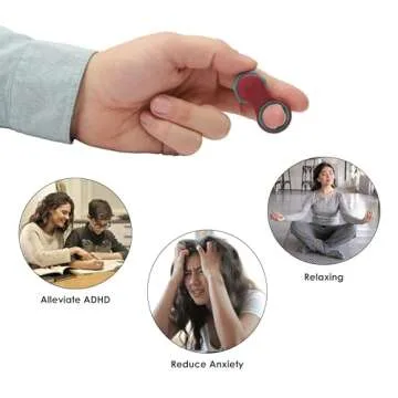 Yogi Fidget Toy - Patented Fidget Spinner Design, Desk Toy for Office, Anxiety Relief, ADHD Toy, Autism, Quiet Fidget Toys for Adults & Kids, Five Ring Sizes, Easy to Use Sensory Toy - Lava