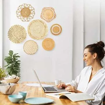 Boho Wall Basket Decor Set - Handwoven Seagrass Baskets