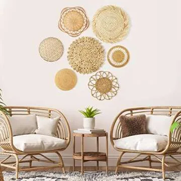 Boho Wall Basket Decor Set - Handwoven Seagrass Baskets