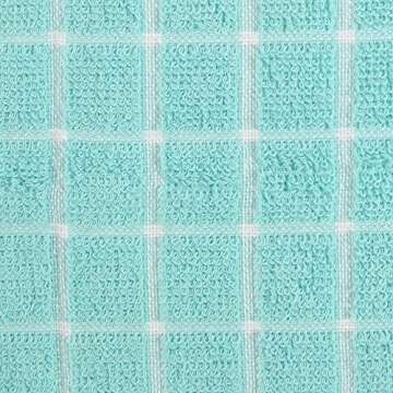 DII Basic Terry Collection Windowpane Dishcloth Set, 12x12, Aqua, 6 Piece
