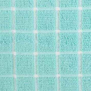 DII Basic Terry Collection Windowpane Dishcloth Set, 12x12, Aqua, 6 Piece