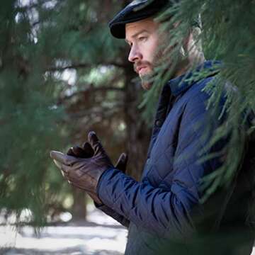 Men's Downholme Cashmere Lined Leather Gloves - Brown