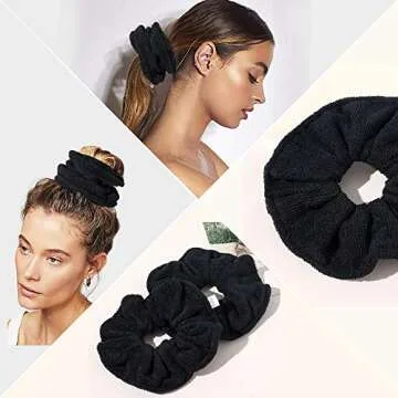 Ivyu Microfiber Hair Drying Scrunchies Towel Fiber Large Big Scrunchie for Curl Hair for Shower Wet Anti Frizz Hair Products Absorbent Fast Terry Cloth Sleep Scrunchy