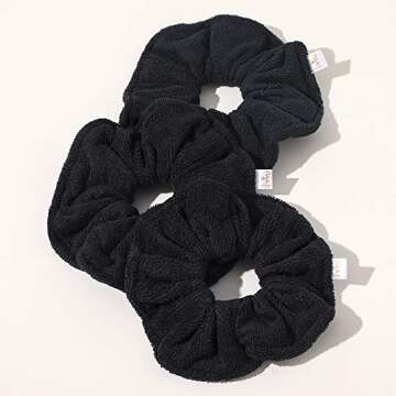 Ivyu Microfiber Hair Drying Scrunchies Towel Fiber Large Big Scrunchie for Curl Hair for Shower Wet Anti Frizz Hair Products Absorbent Fast Terry Cloth Sleep Scrunchy