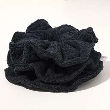 Ivyu Microfiber Hair Drying Scrunchies Towel Fiber Large Big Scrunchie for Curl Hair for Shower Wet Anti Frizz Hair Products Absorbent Fast Terry Cloth Sleep Scrunchy