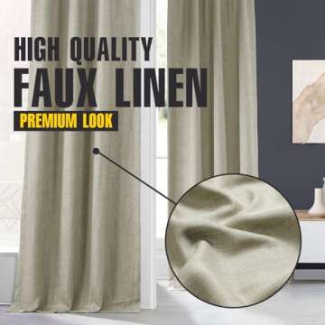 HPD Half Price Drapes Faux Linen Textured Room Darkening Curtains for Bedroom 96 Inches Long (1 Panel), 100W X 96L Extra Wide Curtains for Living Room Home Decor, Oatmeal
