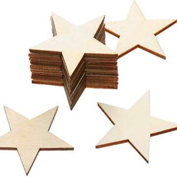 300 Pieces Wooden Stars Shape Unfinished Wood Stars Pieces Blank Wooden Cutouts Ornaments for Craft ...