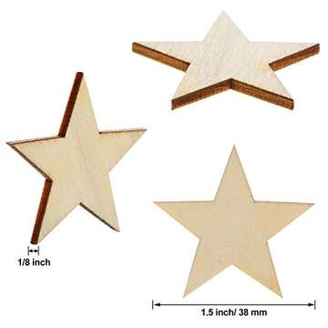 300 Pieces Wooden Stars Shape Unfinished Wood Stars Pieces Blank Wooden Cutouts Ornaments for Craft and Christmas Decoration(1.5 Inch)
