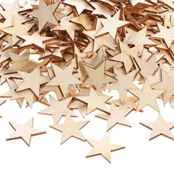 300 Pieces Wooden Stars Shape Unfinished Wood Stars Pieces Blank Wooden Cutouts Ornaments for Craft and Christmas Decoration(1.5 Inch)