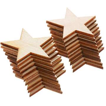 300 Pieces Wooden Stars Shape Unfinished Wood Stars Pieces Blank Wooden Cutouts Ornaments for Craft and Christmas Decoration(1.5 Inch)