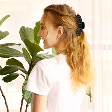 TOCESS Big Large Hair Claw Clips for Women for Thin Thick Curly Hair 90's Strong Hold 4.33 Inch Nonslip Black Matte (4 Pcs)