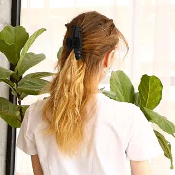 TOCESS Big Large Hair Claw Clips for Women for Thin Thick Curly Hair 90's Strong Hold 4.33 Inch Nonslip Black Matte (4 Pcs)