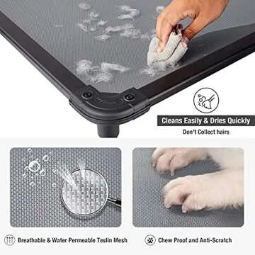 Veehoo Chew Proof Elevated Dog Bed - Cooling Raised Pet Cot - Rustless Aluminum Frame and Durable Textilene Mesh, Unique Designed No-Slip Feet for Indoor or Outdoor Use, Grey, Large, CWC2002