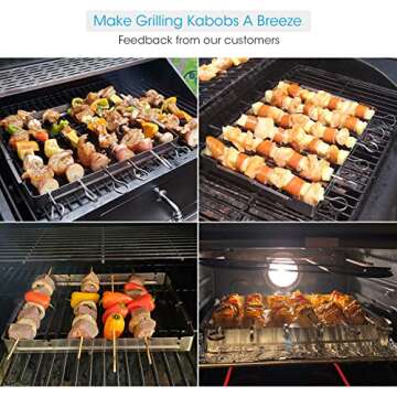 Unicook Upgraded Stainless Steel BBQ Shish Kabob Set, Large Foldable Grill Rack with 6pcs 13.5"L Bar...