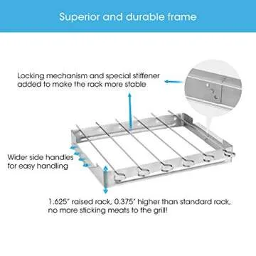 Unicook Upgraded Stainless Steel BBQ Shish Kabob Set, Large Foldable Grill Rack with 6pcs 13.5"L Barbecue Skewer, Keeps Kabobs from Sticking to the Grill Grate, 50pcs Bamboo Skewers as Bonus
