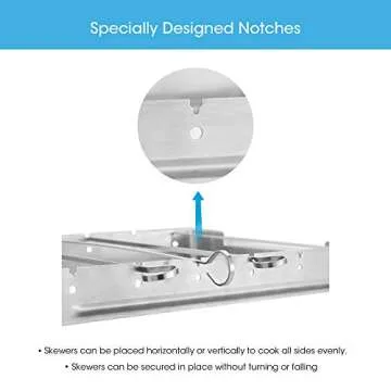 Unicook Upgraded Stainless Steel BBQ Shish Kabob Set, Large Foldable Grill Rack with 6pcs 13.5"L Barbecue Skewer, Keeps Kabobs from Sticking to the Grill Grate, 50pcs Bamboo Skewers as Bonus