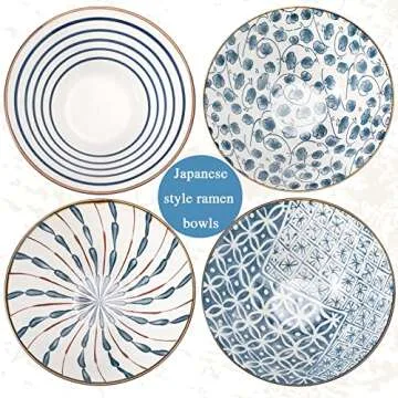 Zopeal Ceramic Ramen Bowl Set for Soup Lovers 40 Ounce
