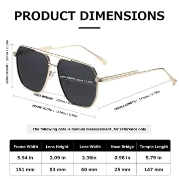 Kimorn Polarized Sunglasses Retro Oversized Square Shades